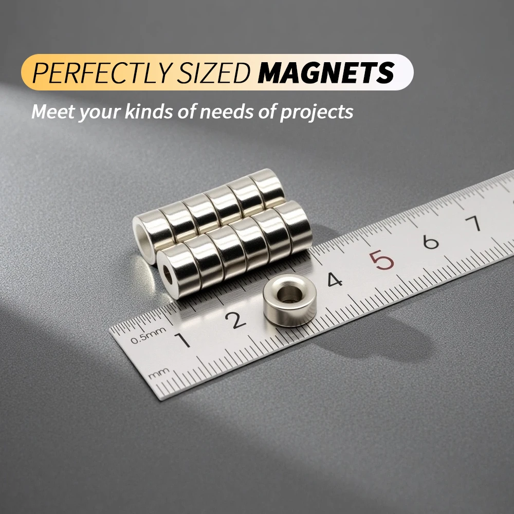 10x5-4mm Round Countersunk Hole Neodymium Magnet Disc Magnets With Screw Hole for Mounting Tool Holder DIY Workshop Fixing