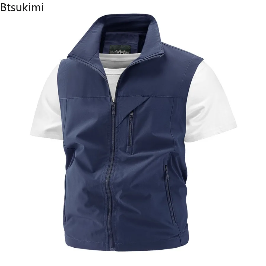 2025 Outdoor Spring Autumn Waistcoat Men's Thin Waistcoat Leisure Multi-pocket Waistcoat Sleeveless Coat Casual Daily Coat Male