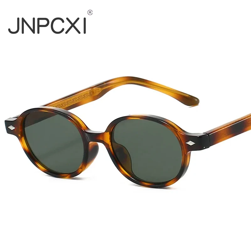 JNPCXI New Retro Small Oval Women Sunglasses TR90 Fashion Candy Color Shades UV400 Men Trending Rivets Punk Sun Glasses