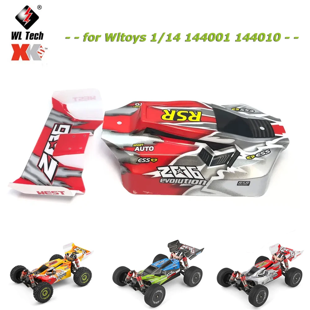 Wltoys 1/14 144001 144010 RC carrocería de coche cubierta de coche con ala trasera de PVC para WLtoys 4WD piezas de repuesto de coche de Control remoto