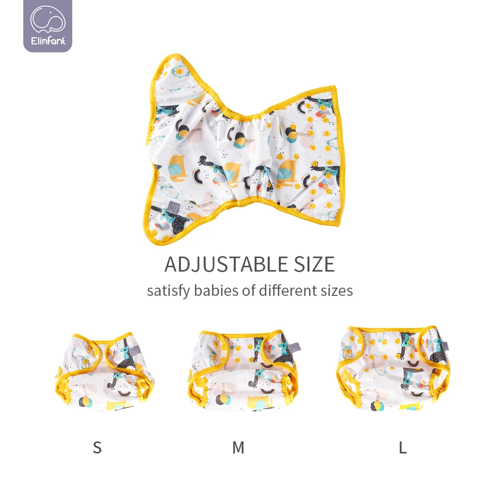 Elinfant copertura per pannolini impermeabile regolabile di dimensioni maggiori lavabile riutilizzabile stampa di moda per pannolini di stoffa per bambini da 10-20kg