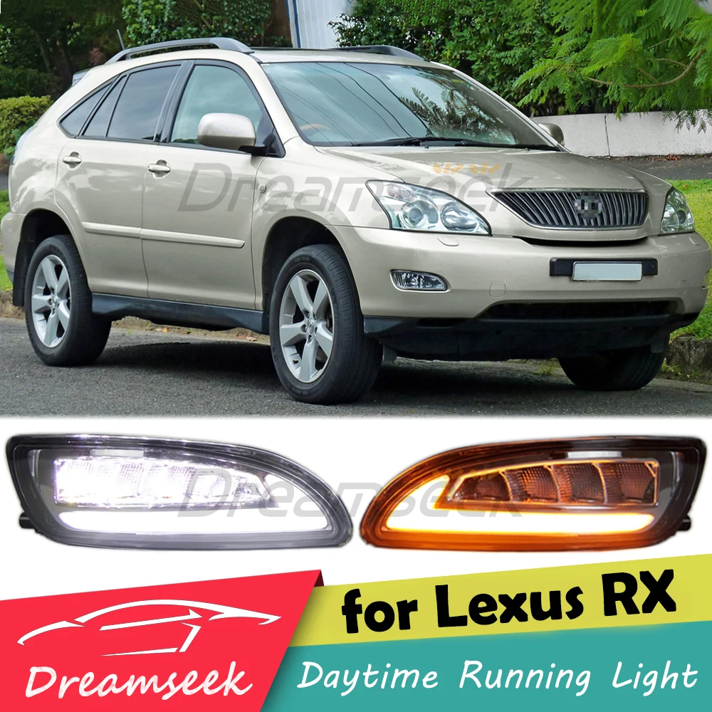 LED DRL Fog Lamp for Lexus RX330 RX350 XU30 2004-2009 Daytime Running Light Turn Signal Light Daylight Driving Dynamic Blinker