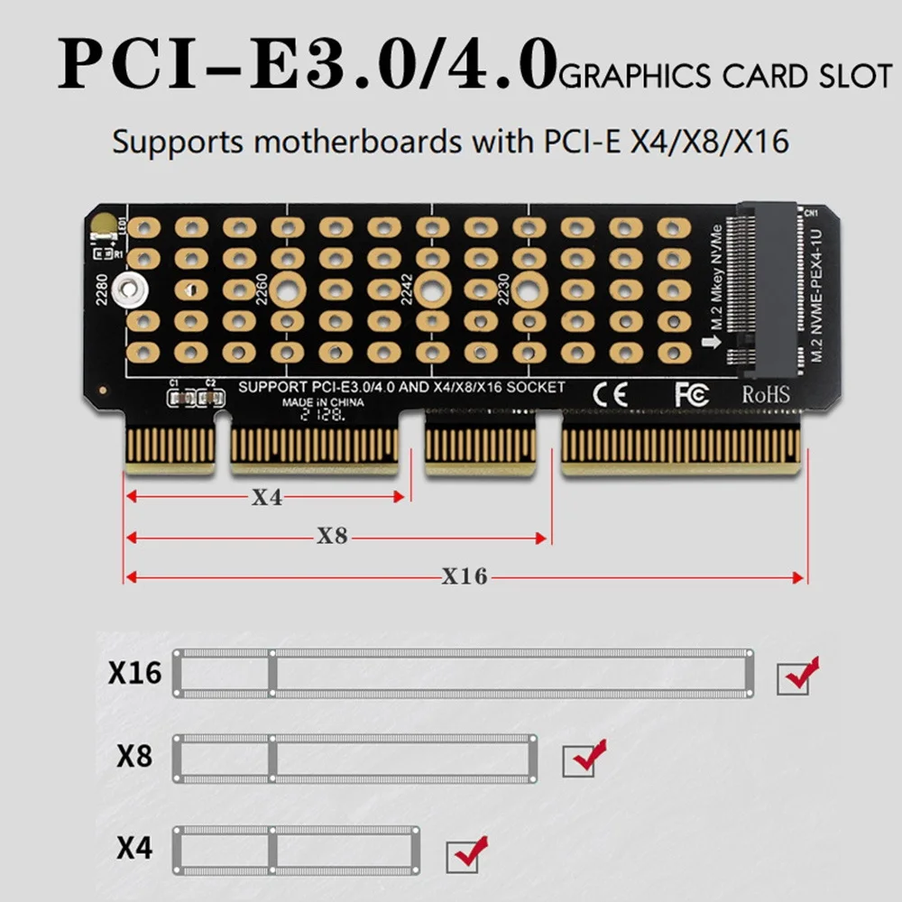 M.2การ์ดอะแดปเตอร์แปลง NVMe เป็น PCI-E 4.0 M.2ช่องเสียบ M-KEY รองรับเซิร์ฟเวอร์1U