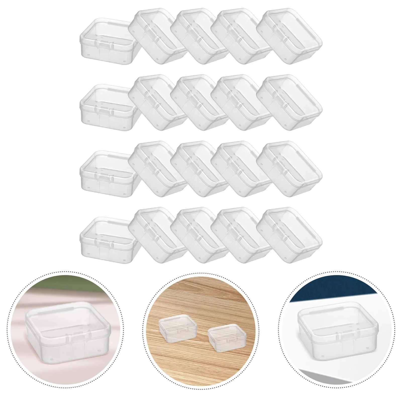 

20Pcs Small Clear Plastic Containers Lids Bead Organizers Storage Box Clear Small Containers Desk Organizers Drawers