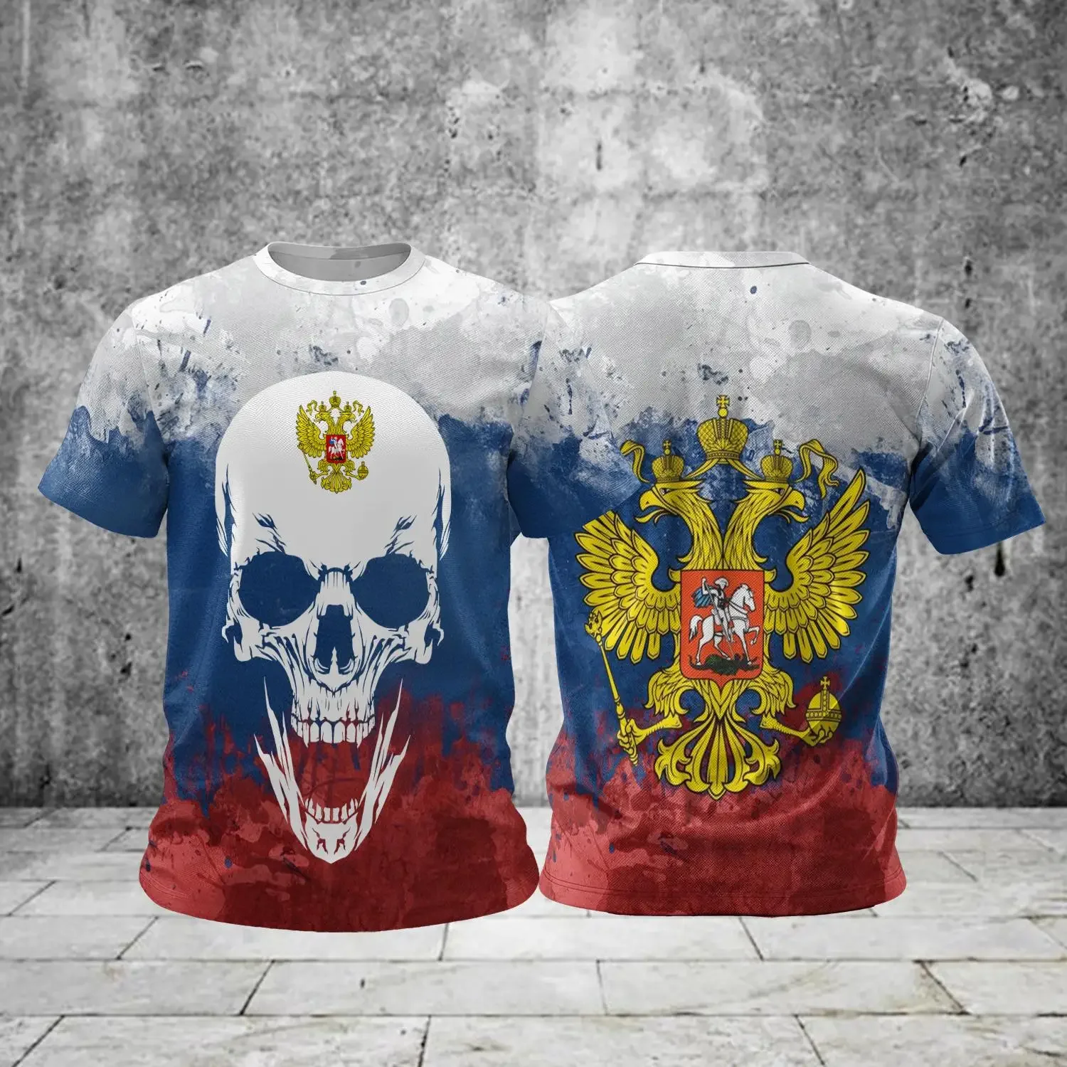 Russia Men's T-Shirts 3d Russian Flag Short Sleeve T-Shirt For Men Oversized Tees Mens Clothing Summer Casual Breath Sportswear