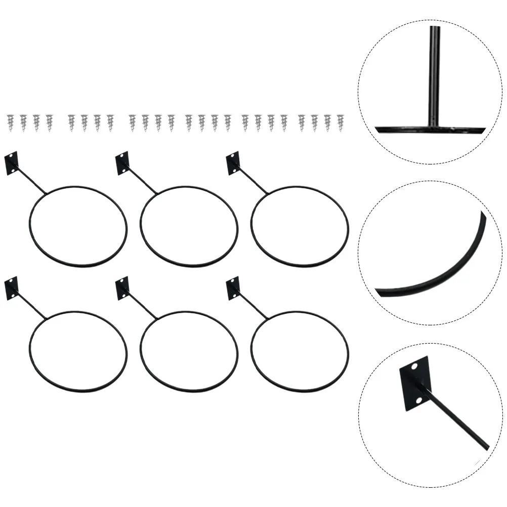 

Набор из 6 прочных настенных железных держателей для мячей (баскетбольных, футбольных), шлемов, для демонстрации, использования дома, в спортзале, торговых центрах