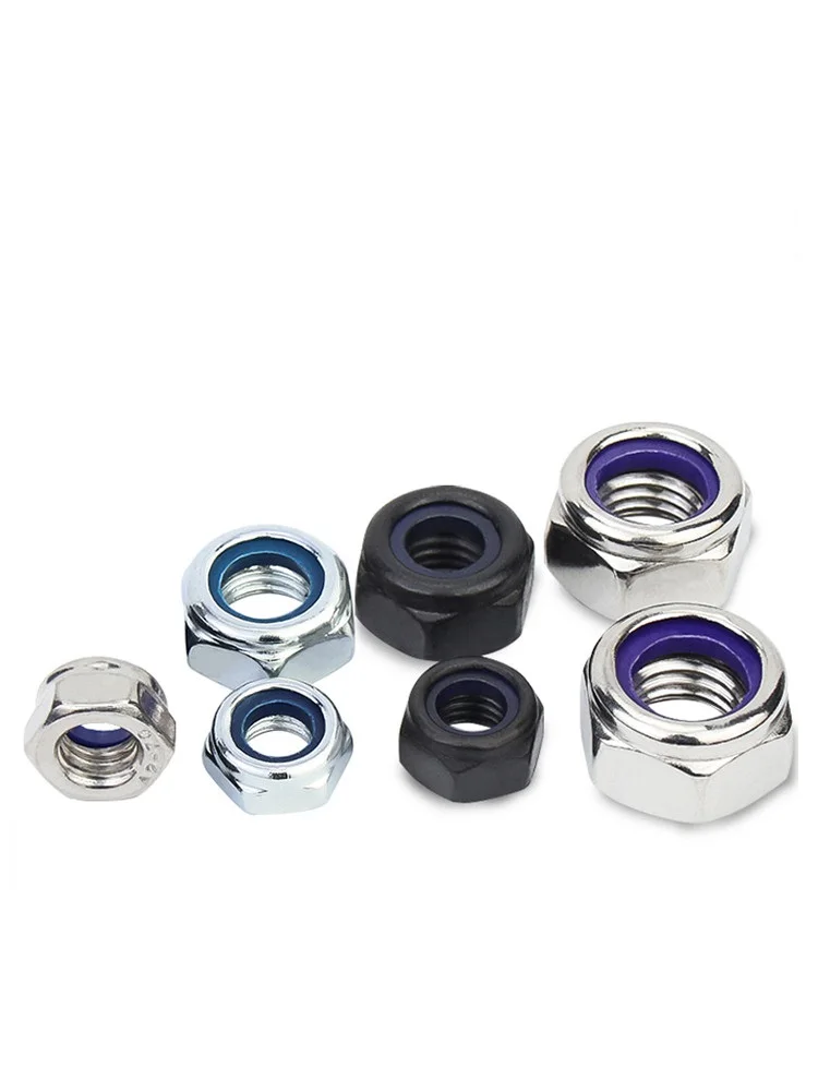 M2 ~ M24 Anti-loose Self-locking Nut Non-slip Lock Hexagon Screw Cap Locknut Black Galvanized Nickel Plated 304 Stainless Steel