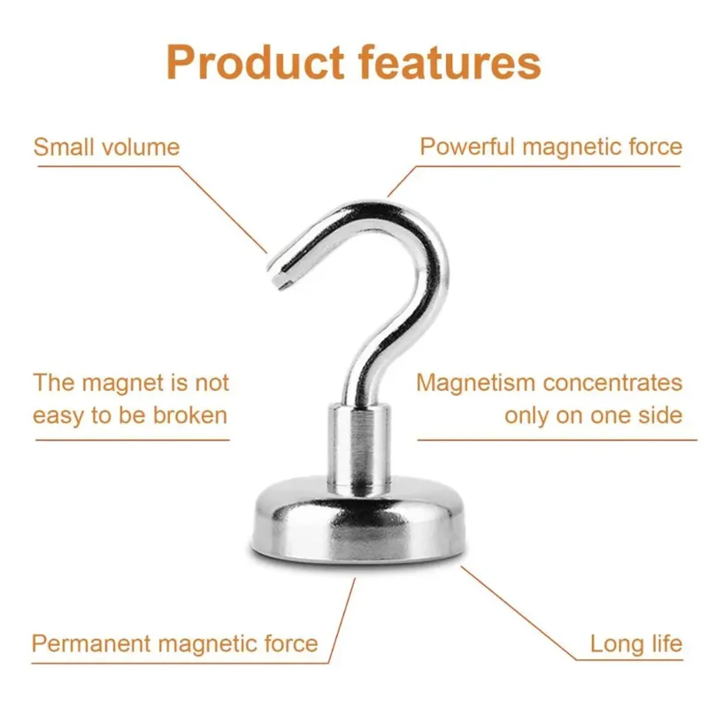 8PCS Strong Neodymium Magnetic Hook Sucker Metal 12kg 5Pounds Diameter 20mm Magnets Quick Hook Shelf Ring For Home Kitchen