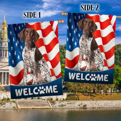 German Shorthaired Pointer Dog American Flag Garden Flag ANM VVL MZZ GGO llz