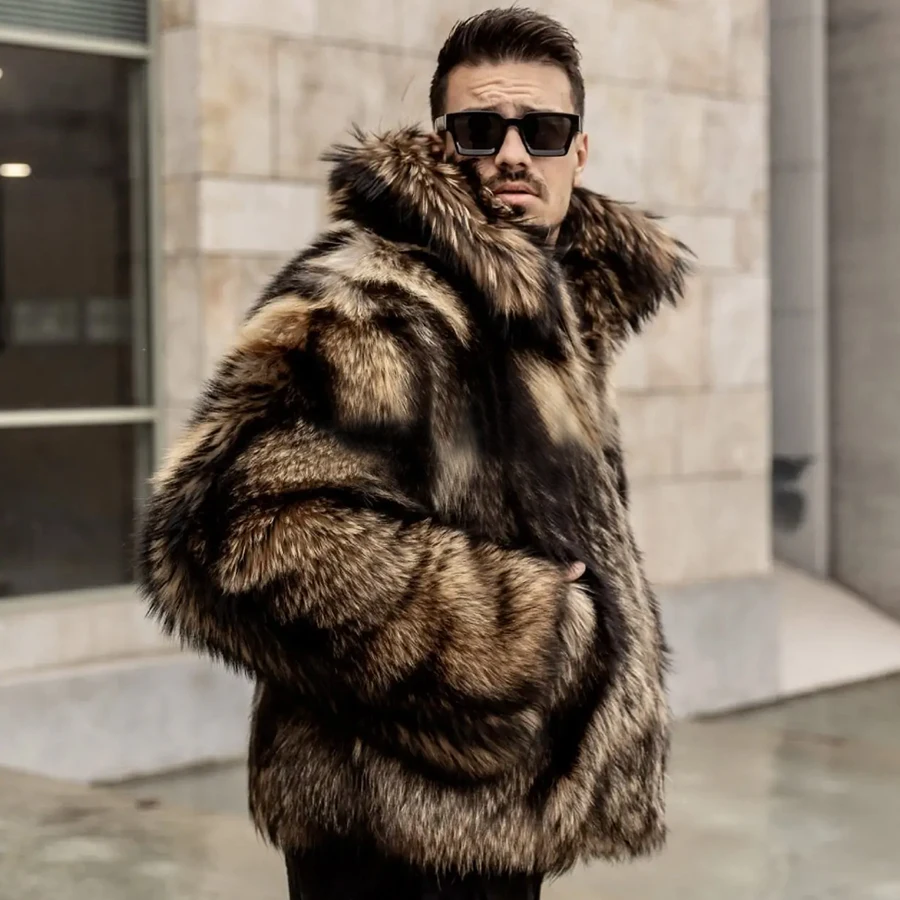 Real Fur Jackets Men's Raccoon Coat Winter Full Skin Natural Fur Bomber Jacket Luxury Short Winter Coat High Quality Warm