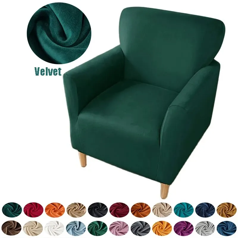 Velvet Armchair Slipcovers Non Slip Square Tub Sofa Cover Soft Couch Cover Furniture Protector For Office Living Room Home Decor