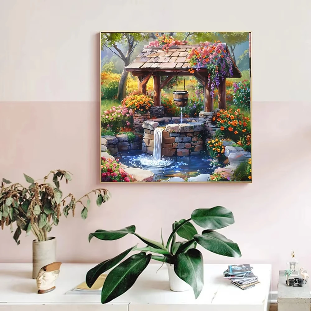 

Scenery Stone Well Garden 500PCS/1024 PCS Jigsaw Puzzles Challenging Family Activity Game for Gameroom Bedroom Gift Frameless