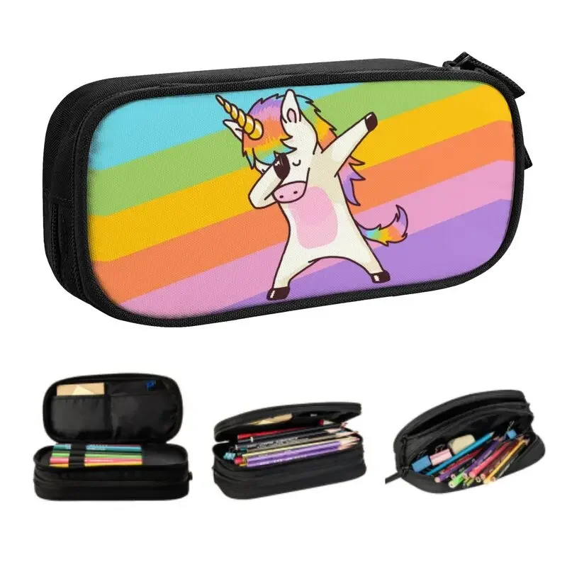 

Custom Dabbing Unicorn Hip Hop Dab Pose Kawaii Pencil Case Girl Boy Large Capacity Pencil Pouch School Supplies