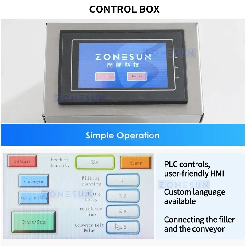 

ZONESUN Automatic Digital Control Granule Partical Filling Packing Machine Rice Nut Bean Dosing Equipment ZS-PFC500