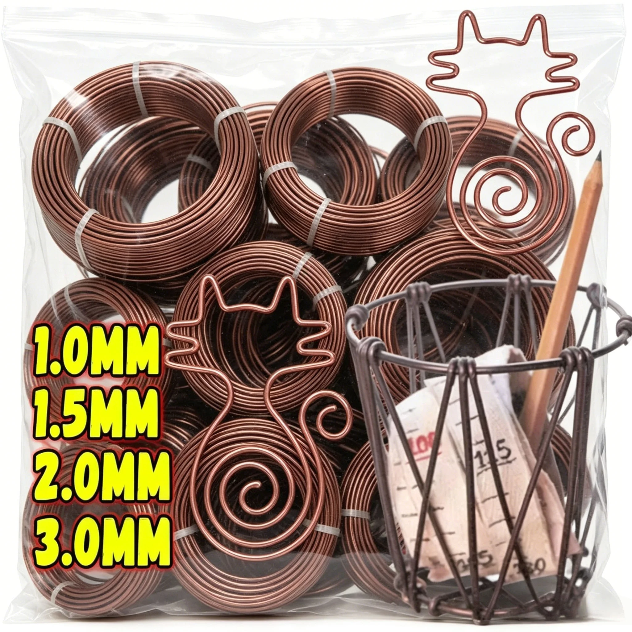 Brown Aluminum Bonsai Wires Plant Support Training Wire Fixing Strings DIY Shape Branches Support Bend/1.0/1.5/2.0/2.5/3.0mm