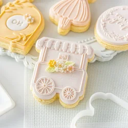 1Pcs Princess Happy Birthday Cake Cookie Embosser Cookie Cutter Acrylic Fondant Sugar Craft Stamp Cutter Cake Decoration Tools