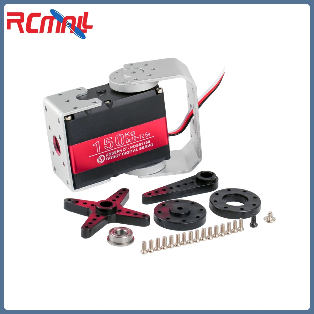 150KG RDS51150 Metal Gear Digital Servo 12V 180/270 Degree Ip66 Robotic Servo Double-Shaft with U Mounting Bracket for RC Car