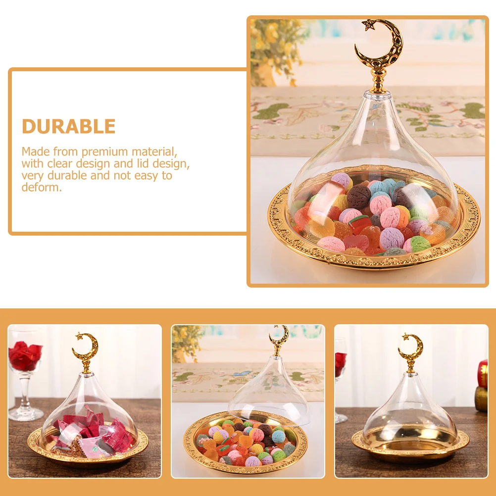 

1 Set Vintage Style Cake Tray with Clear Dome Cover for Dessert Fruit Display Party Serving Cake Tray with Cover