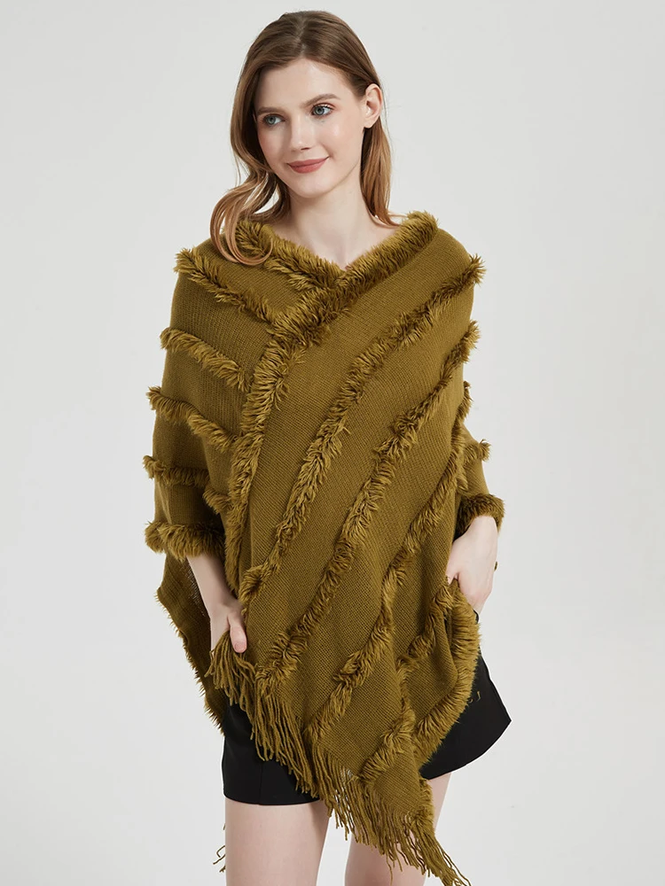 

New Chic Knitted Elegant Women Scarf Solid Pullover Wrap Shawl Tassel Lady Chales Femme Hairy Ponchos Capas Mujer Cachecol Party