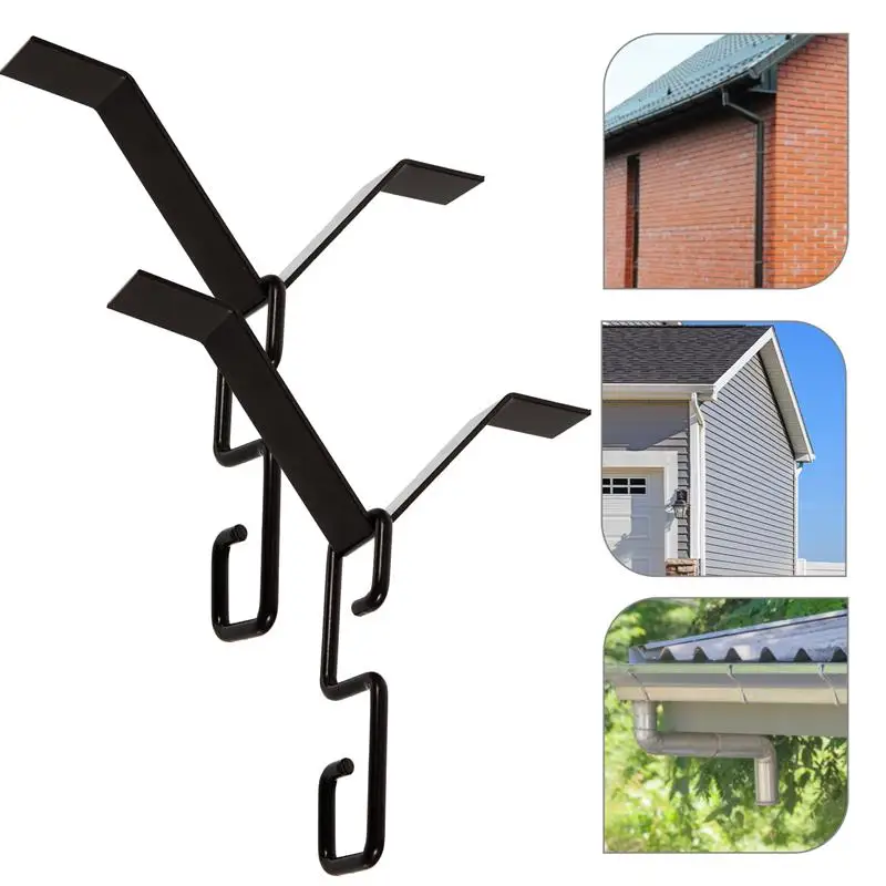 

2 Sets Rain Chain Gutter Adapter Hook Parts Install Downspout Installer Chains Metal Outdoor Clip Gutters Rainwater Harvester