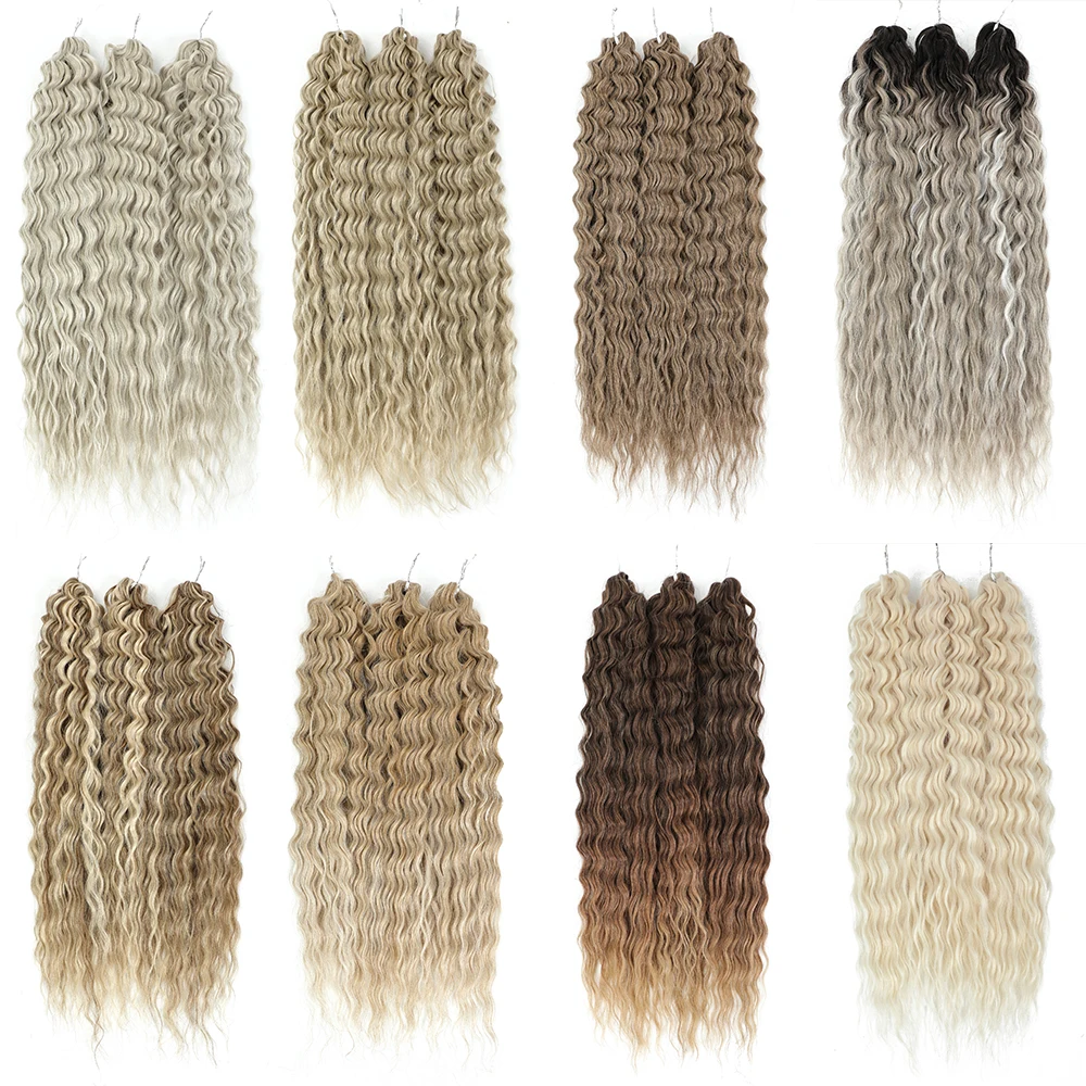 

Синтетические волосы Twist, вязанные крючком, 22 дюйма, 300 г, 3 шт./лот, наращивание волос с волнистыми волосами, омбре, светлая коса, вьющиеся волосы для женщин