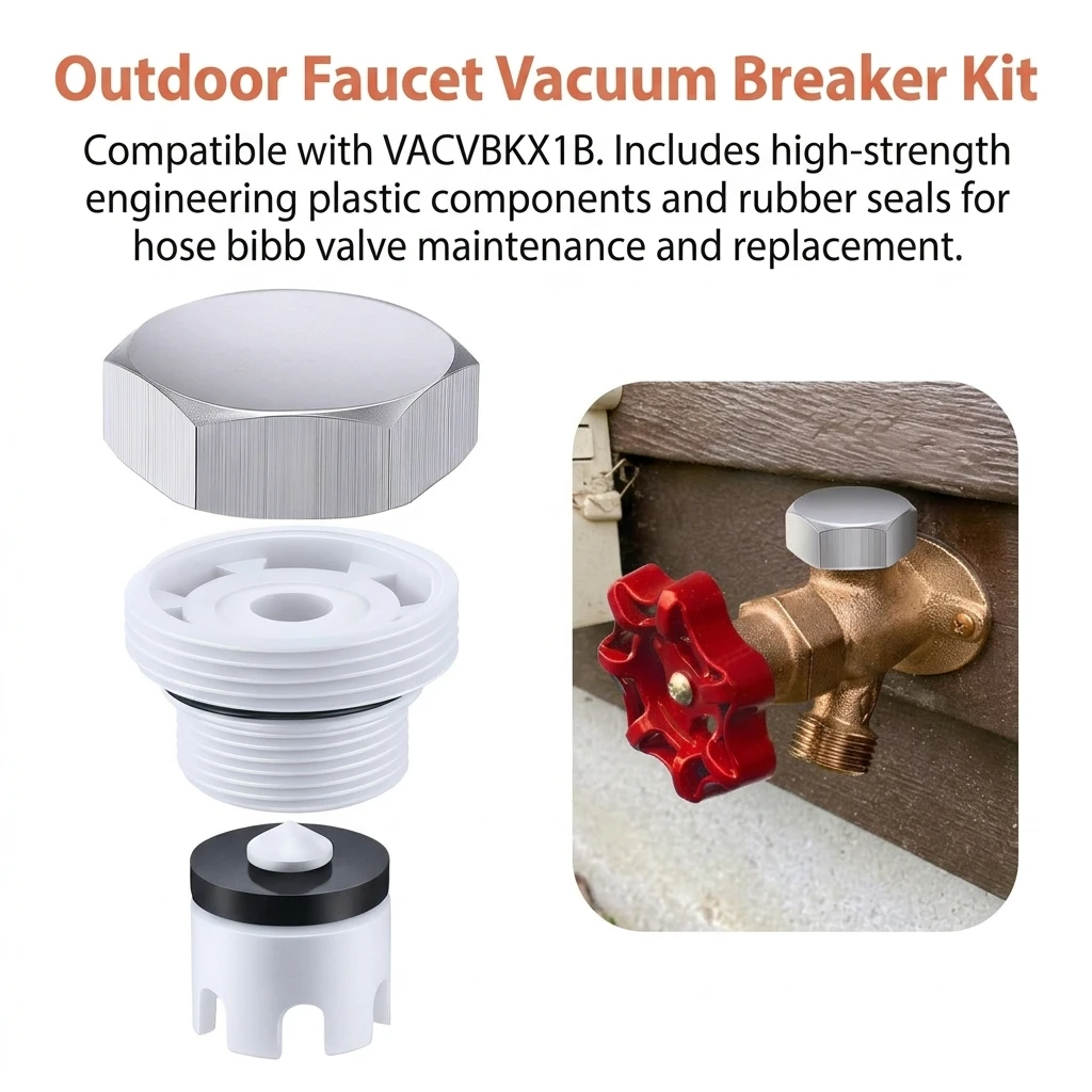 Outdoor Faucet Vacuum Breaker Repair Kit Compatible With High-Strength Engineering Plastic And Rubber Seal Replacement Assembly