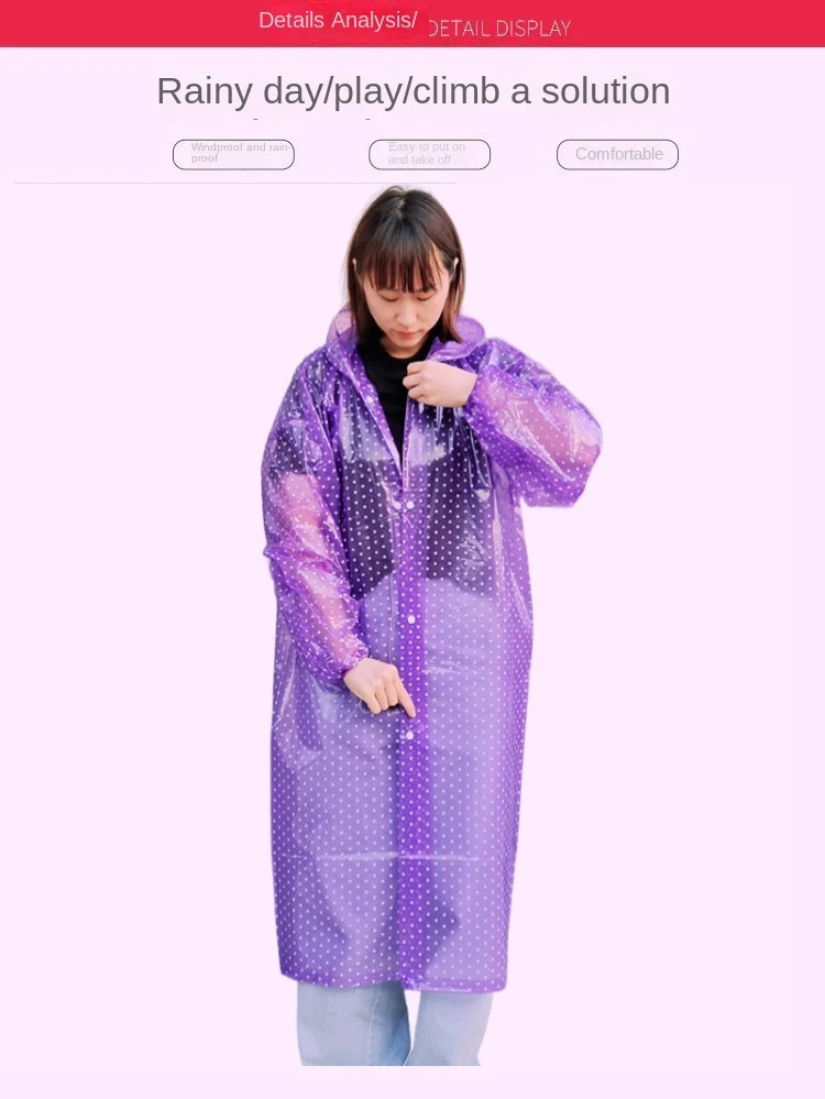 Crystal Fashion Polka Dot Raincoat for Men and Women One-piece Long Thickened Outdoor Tea Picking Walking Travel Poncho