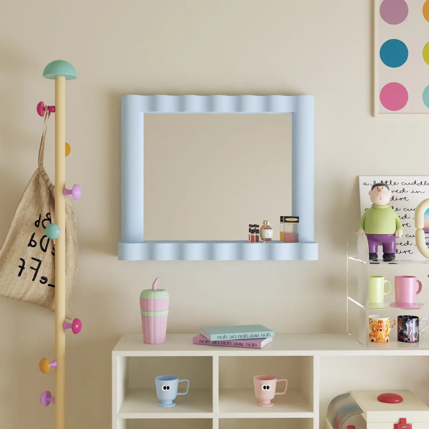 Dopamine makeup mirror bedroom desktop mirror wall hanging bathroom beauty vanity mirror wall hanging