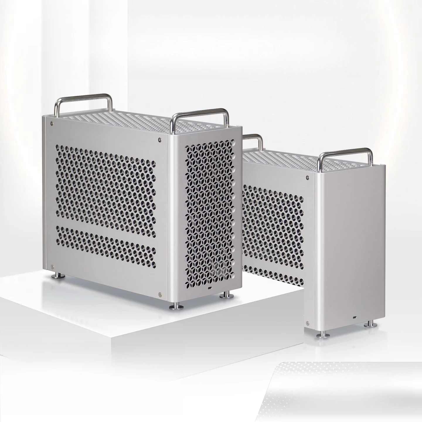 Small Form Factor PC Case, Aluminum mATX Chassis with High Airflow, Supports ATX/SFX PSU for Gaming Office Build