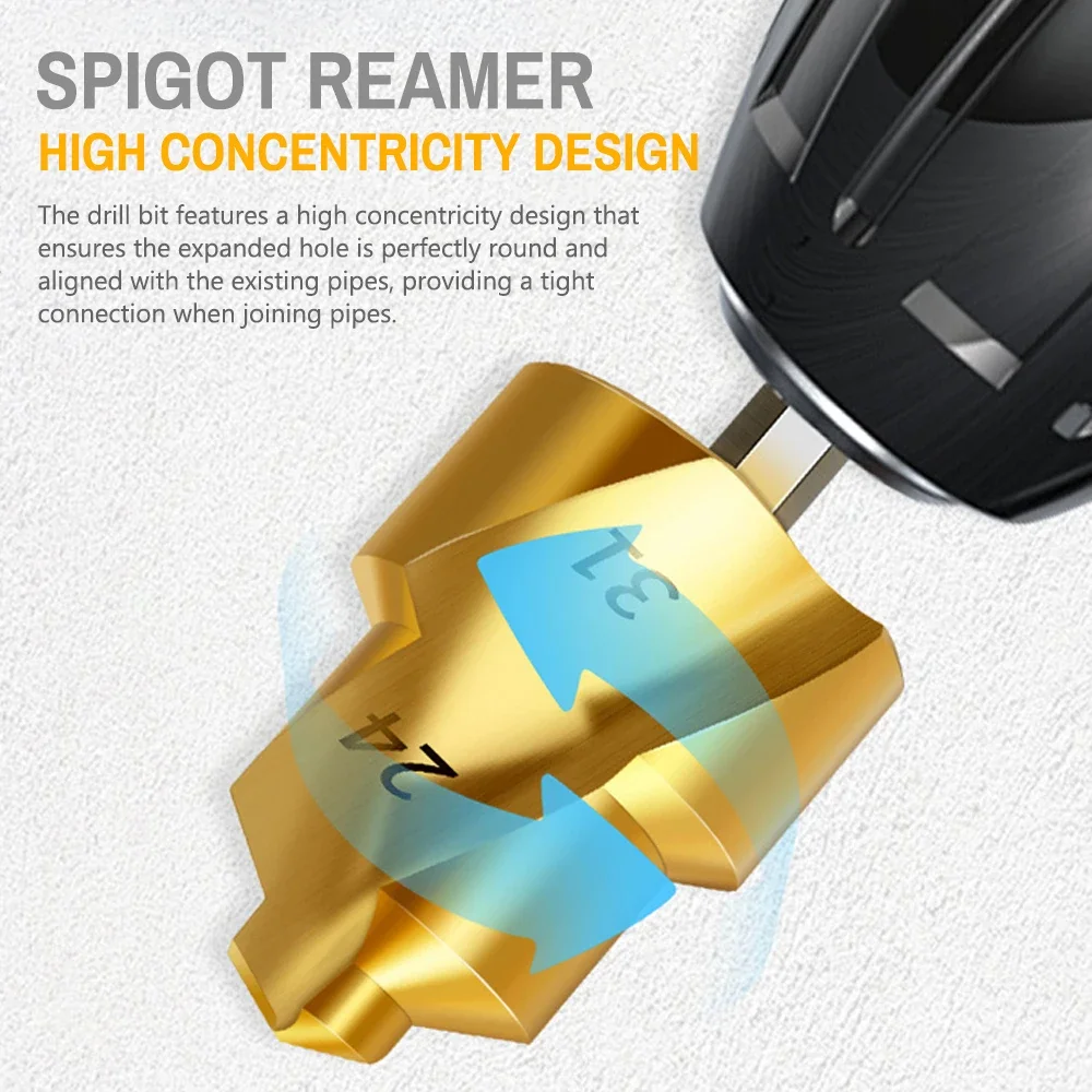 High Speed Steel Spigot Reamer Hexagonal Shank PPR Plastics Pipes Reaming Bit Spigot Expander Practical Drill Bit Tool