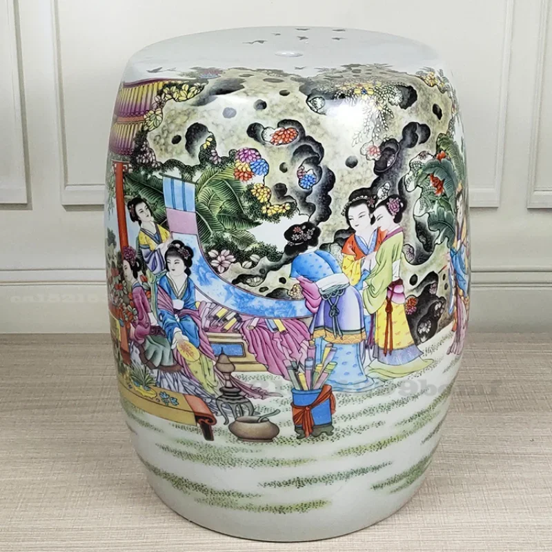 Tabouret de jardin peinture de poisson chinois, tambour en porcelaine, tabouret de jardin de style chinois