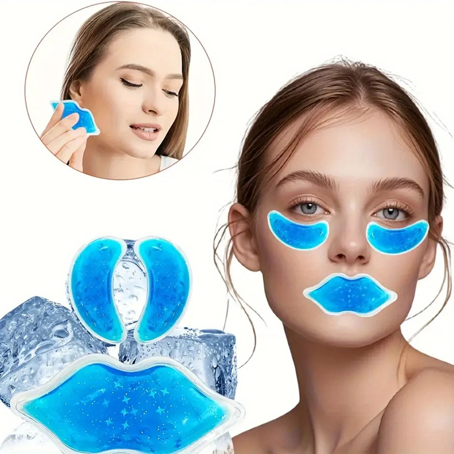 3 TEILE/SATZ Augen- und Lippen-Gel-Eisbeutel, flexibles, wiederverwendbares Kühlpad, kalte Kompresse für kosmetische Verletzungen, Schmerzlinderung oder Lippenchirurgie