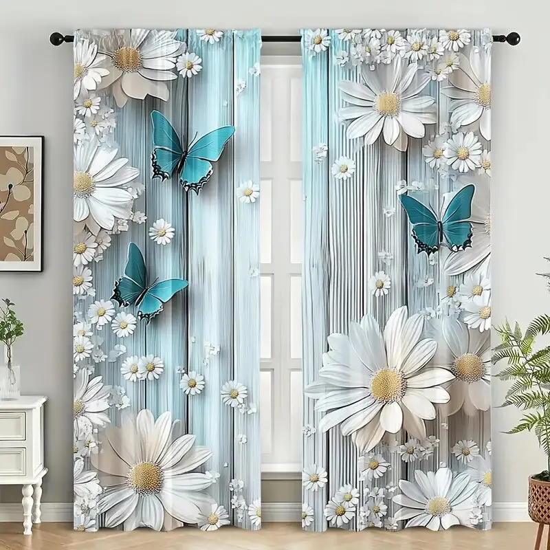 

Современные темные шторы с принтом в виде бабочки, оконные украшения, украшения для дома, украшения для комнаты