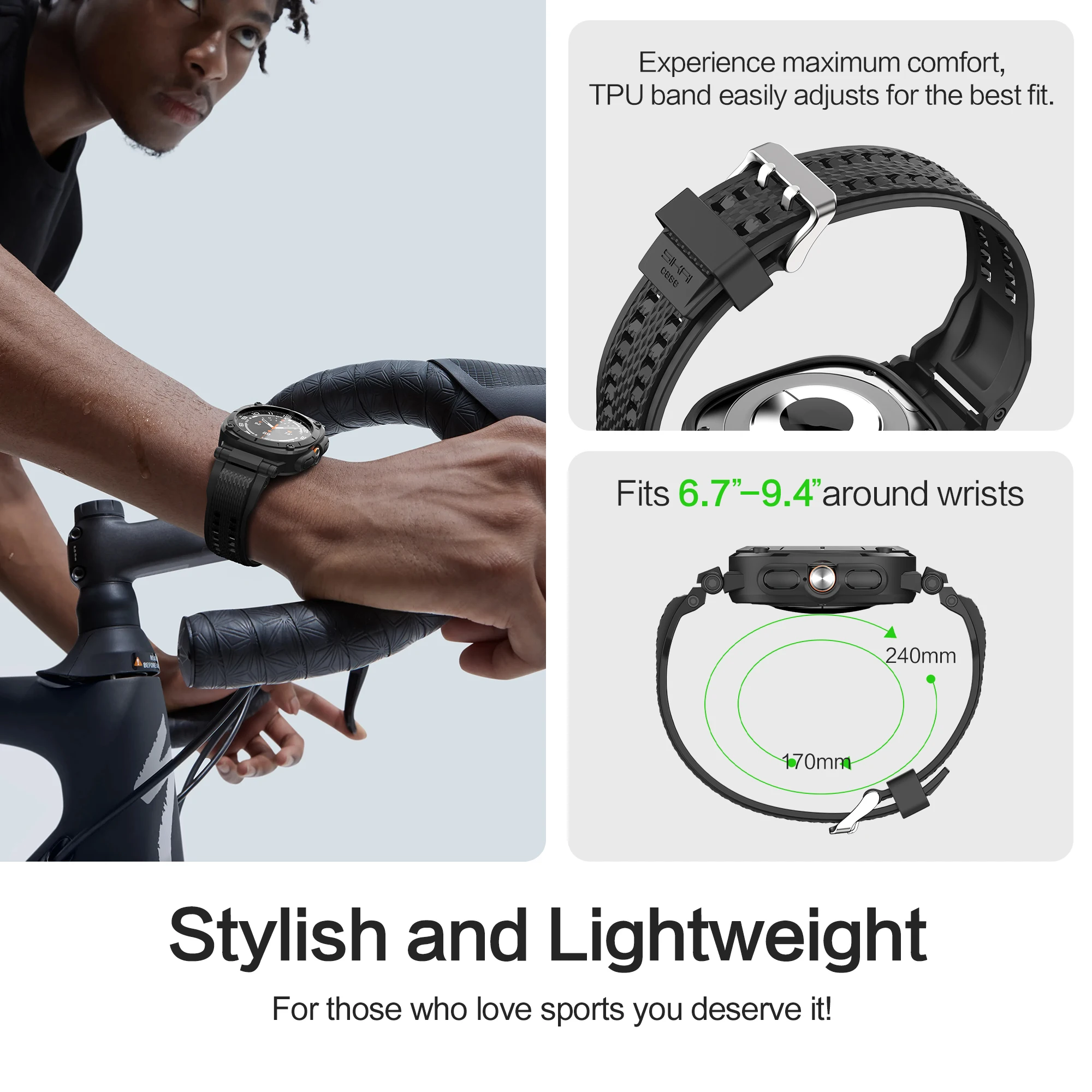 Bracelet SIKAI TPU pour Samsung Galaxy Watch Ultra 47mm 360 °   Conception intégrée de protection avec résistance anti-rayures/chocs/chute