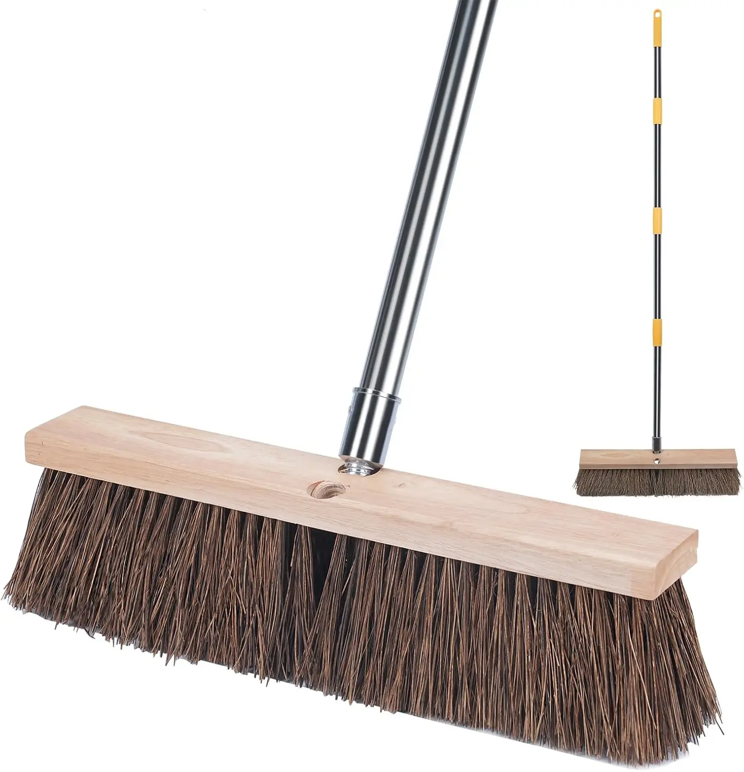 

18' Push Broom Outdoor Heavy Duty - 65' Long Handle Large Wide Shop Broom, Commercial Stiff Palmyra