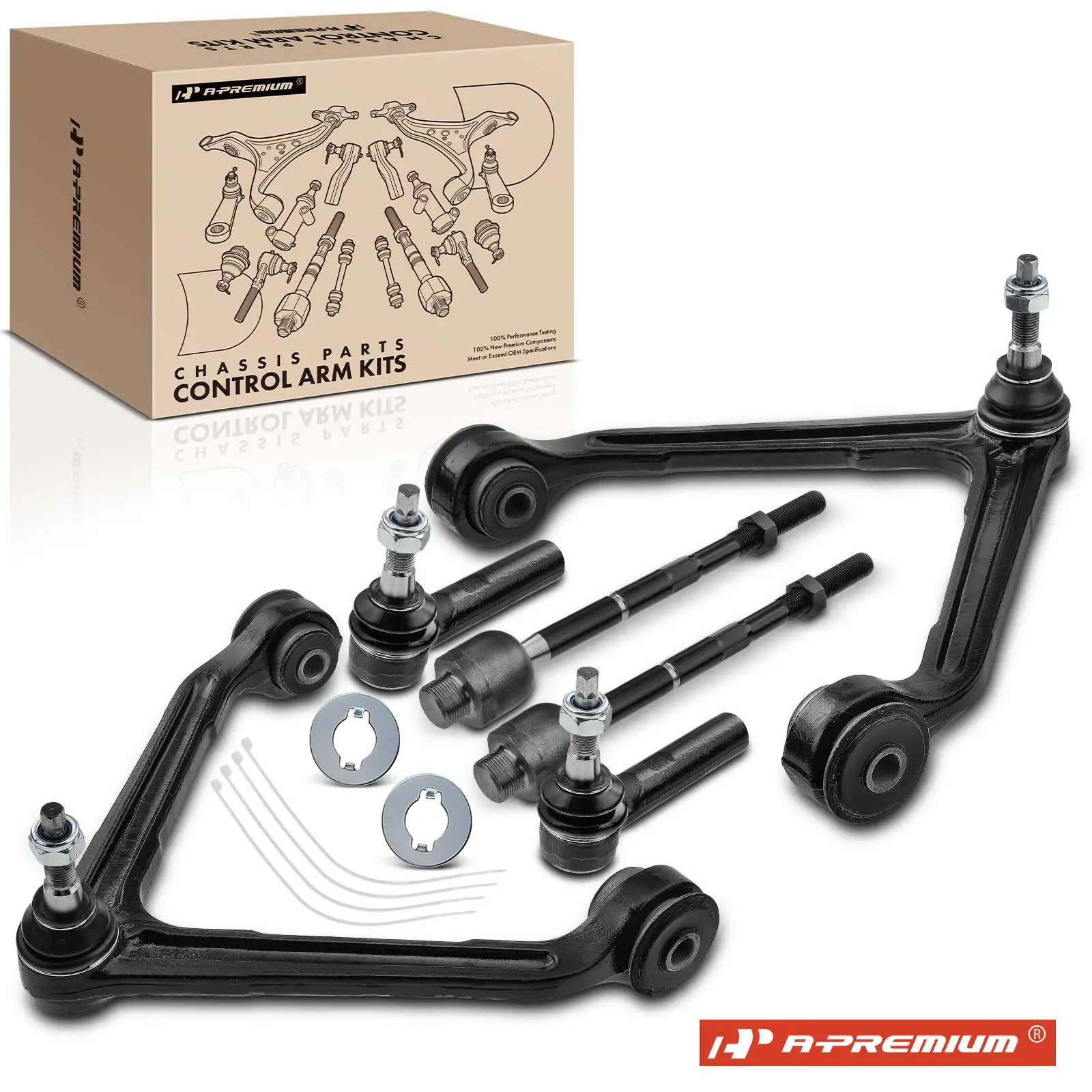 A-Premium 6x Front Control Arm with Ball Joint Tie Rod End for Dodge Durango 2004-2009 Chrysler Aspen 2007-2009