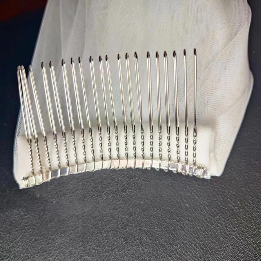 جديد وصول العاج كاتدرائية طرحة زفاف الدانتيل يزين العروس اكسسوارات الزفاف Vestidos de novia حجاب الزفاف #6