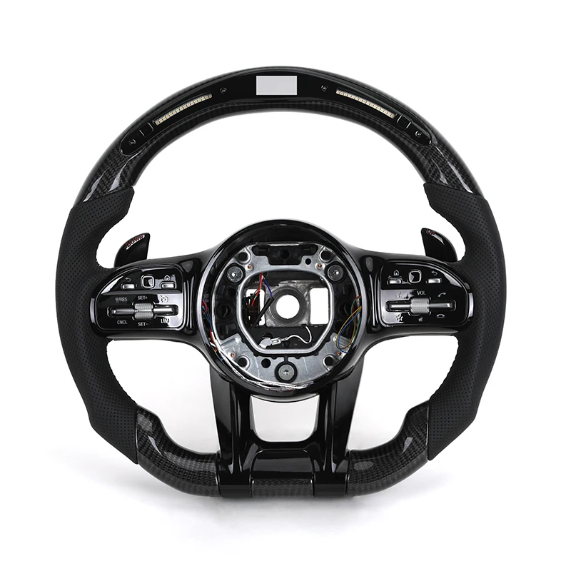 With Piano Black Trim Carbon Fiber LED Steering Wheel for Mercedes Benz W205 W212 GLE W166 CLA W117 CLA45 G Wagon W463 G63 AMG