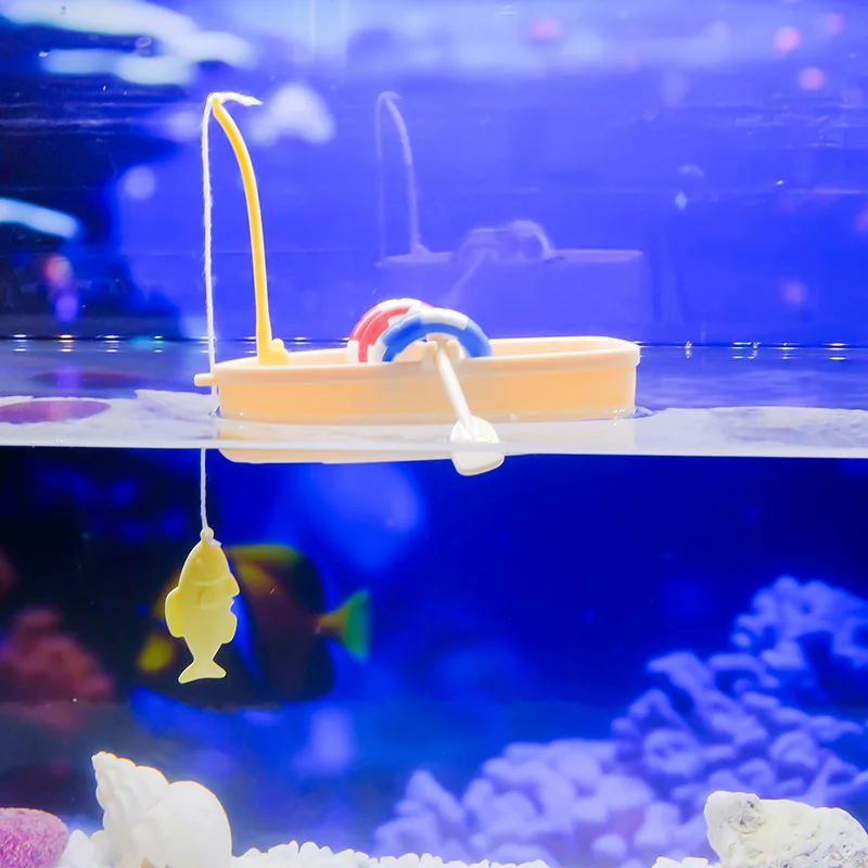 Mini Simulation Floating Small Boat Fish Tank Landscape Fishing Boat Model Toy Micro Landscape DIY Home Ornament Fishing Boat