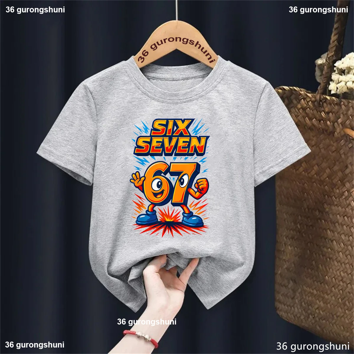 

Funny 67 Six Seven Italian Brainrot Boys Girls 6 7 Meme T-shirt Fashion Cute Children's Clothing Summer Boys/Girls Clothes