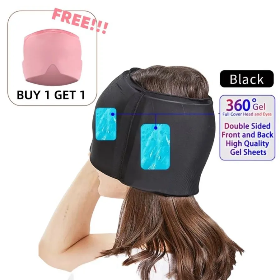

Migraine Relief Hat Gel Hot Cold Therapy Ice cap 360 Pain Mask Gel Release Pressure Massager Relax Pain Pack Eye Masks with Fr