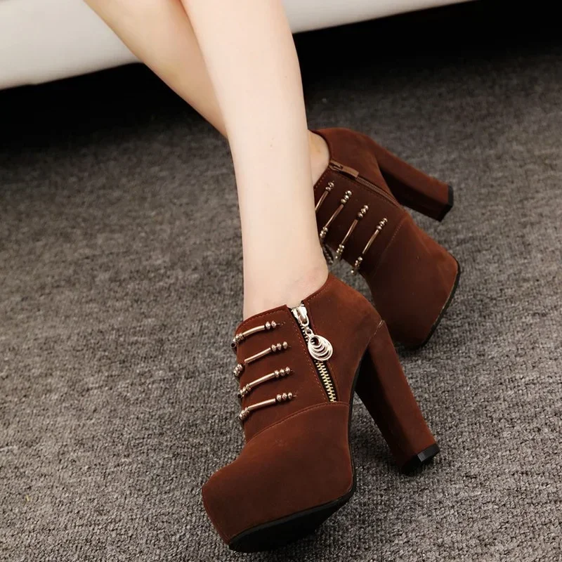 2024 New Autumn Ankle Boots for Women Platform High Heels Shoes Woman Short Booties Casual Faux Suede Chelsea Boot