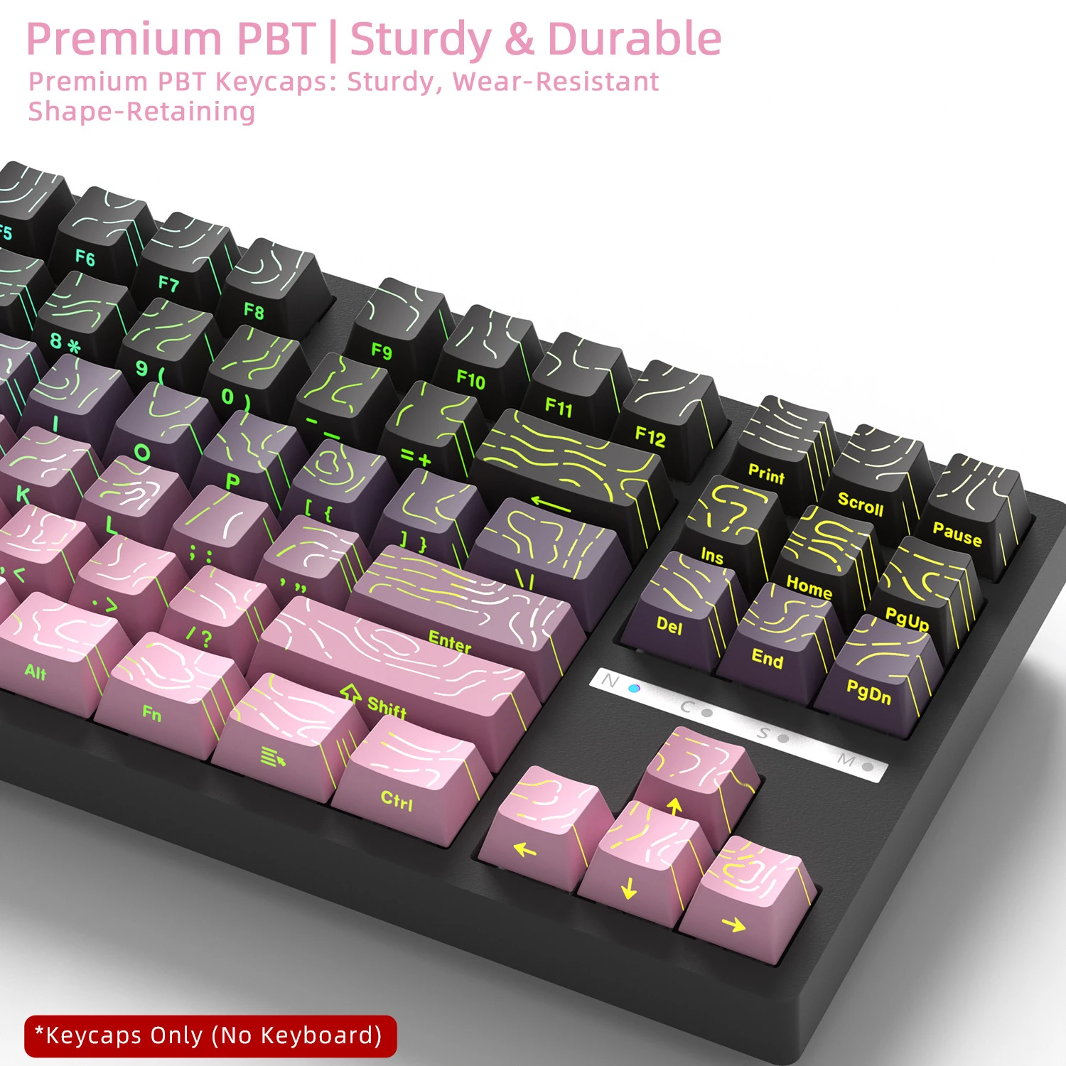 Contour Lines 4.0 Side Backlight Keycaps 135 Keys PBT Material Cherry Profile Double Shot For MX Switch Mechanical Keyboard