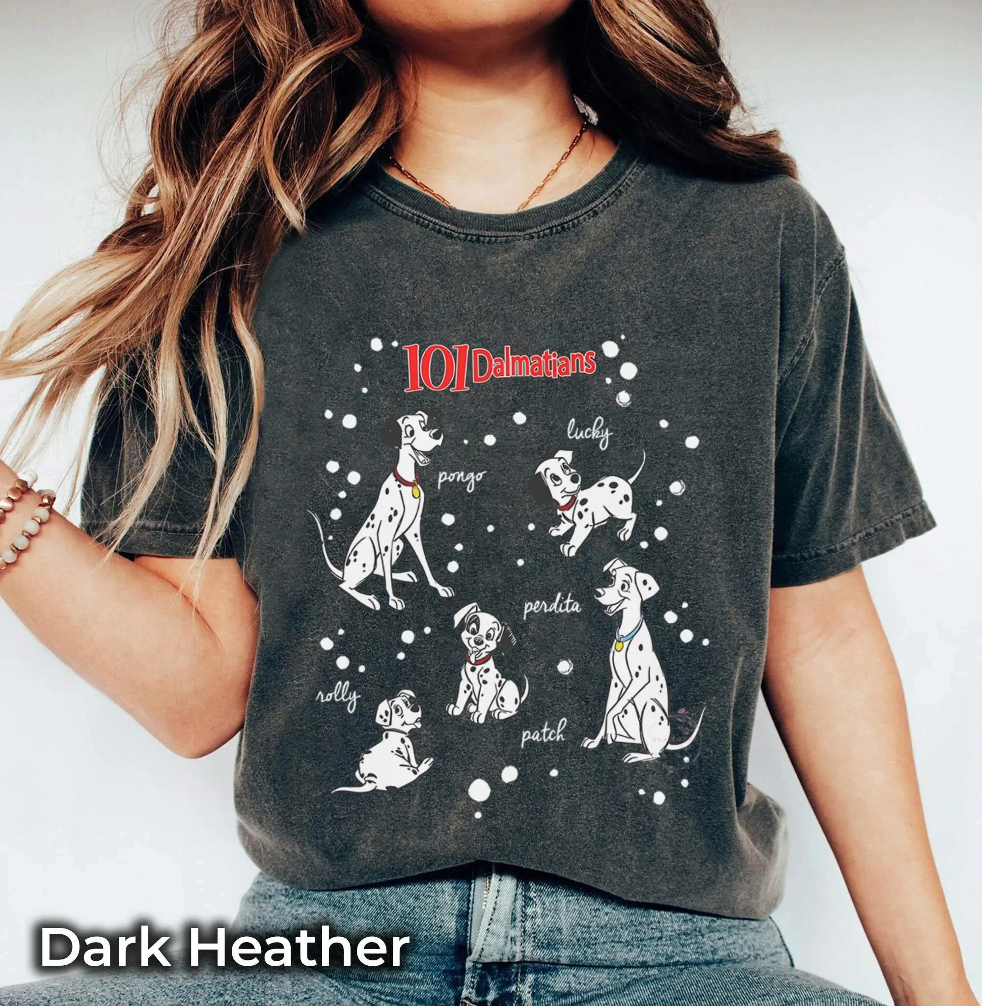 ريترو 101 جرو الدلماسي اسم تي شيرت ، لطيف ديزني الكلب عاشق تي شيرت ، ديزني العالم تي شيرت ، ديزني بارك الأسرة السفر تي شيرت #1