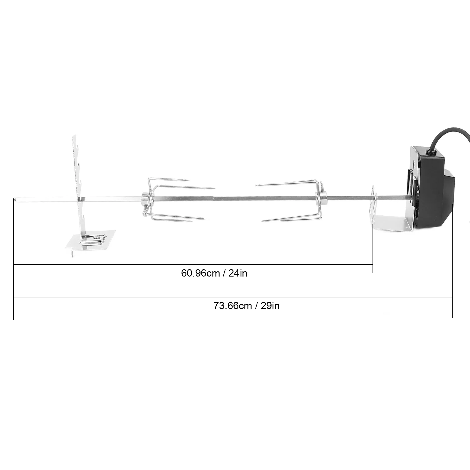 Rotisserie Grill Kit Automatic Rotating Motor 4W 2.5rpm/min 15kg Load Bearing Stainless-Steel Heavy-Duty Rotisserie Kit