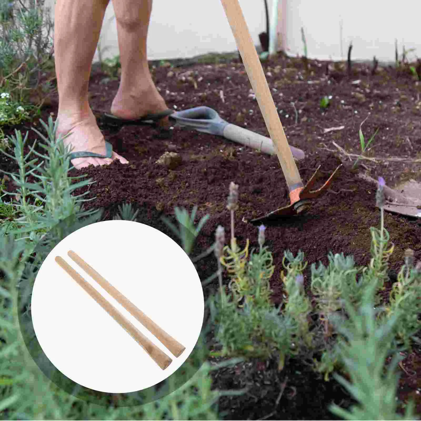 Houe à manche en bois massif, marteau en bois, accessoires de jardin Foy, poignée de rechange, balai long, 2 pièces