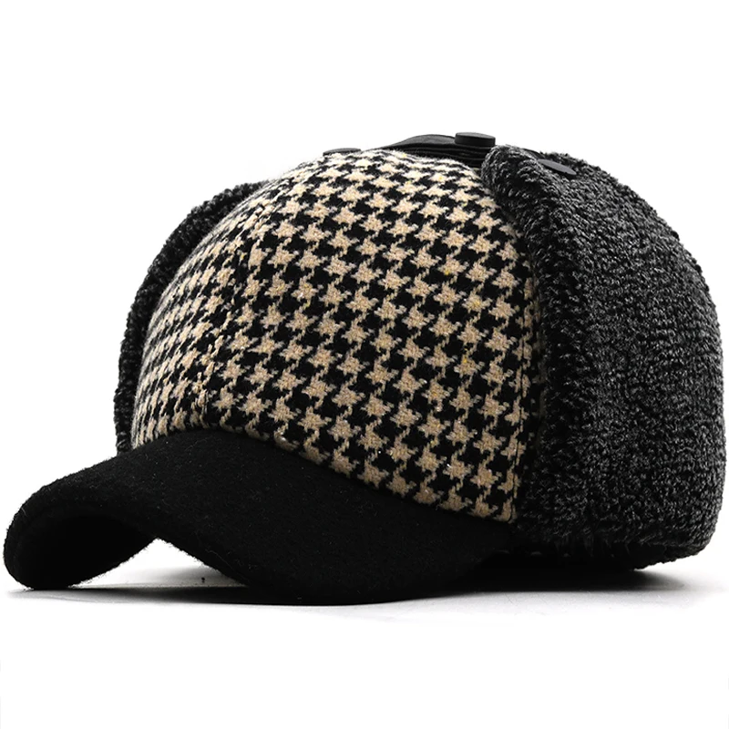 New Winter Dad Hats Men's Baseball Cap Thicken Cotton Warm Snapback Caps For Men Windproof Ear Protection With Earflap Hat