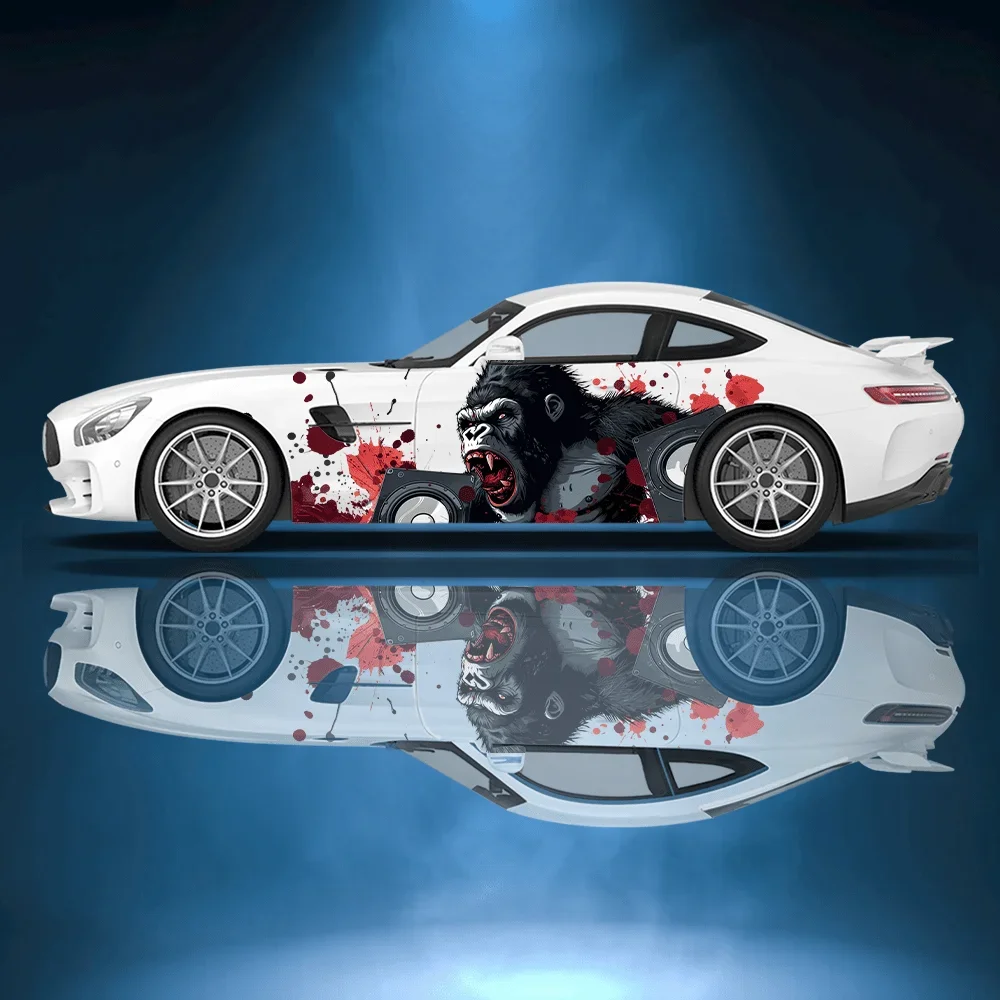 

Hip-hop Gorilla Car Side Sticker Full Body Floral Decoration Covering Scratches Protect Car Decal Waterproof Car Vinyl Wraps