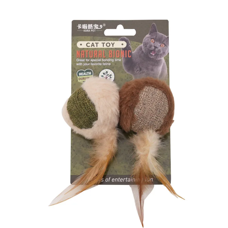 Dental Care Cat Chew Toys - Set with Catnip Feathers & Silvervine, for Teeth Cleaning & Play (CE Certified)