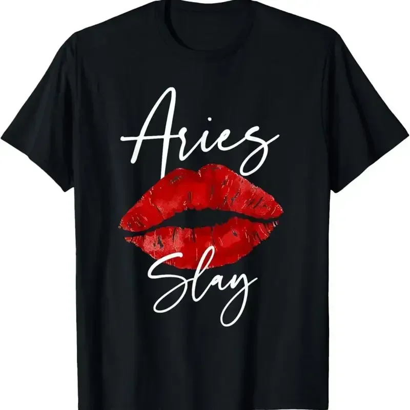Aries Slay March April Birthday Red Lipstick T Shirt